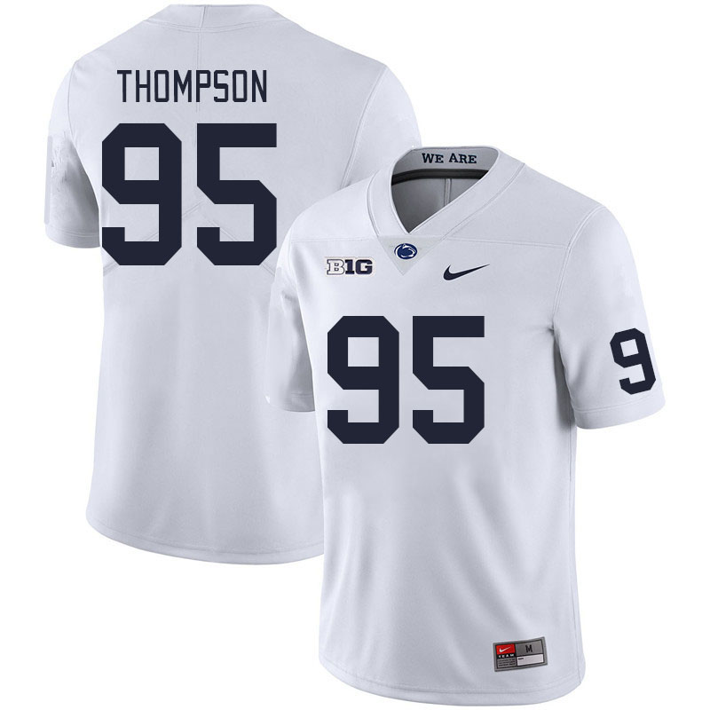 Men #95 Riley Thompson Penn State Nittany Lions College Football Jerseys Stitched Sale-White - Click Image to Close